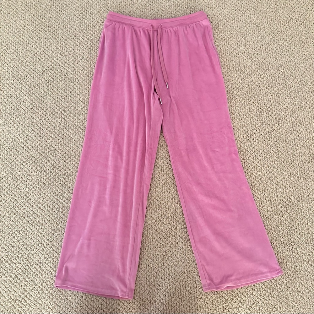 Juicy Couture Pink Velour Rhinestone Juicy Lounge Pants Y2K Women’s Medium